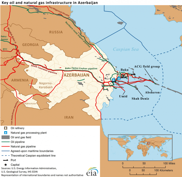 AZERBAIJAN OIL GAS INFRASTRUCTURE MAP
