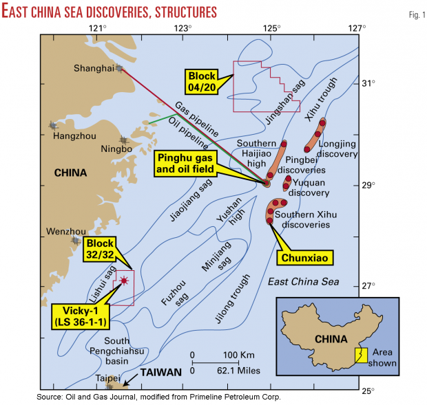 EAST CHINA SEA OIL GAS MAP