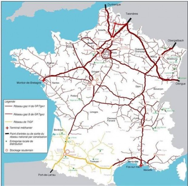 FRANCE GAS PIPELINES MAP