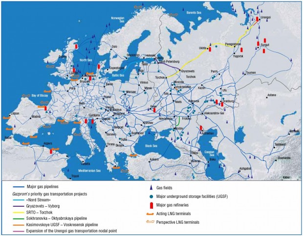 EUROPE RUSSIA GAS PIPELINES MAP