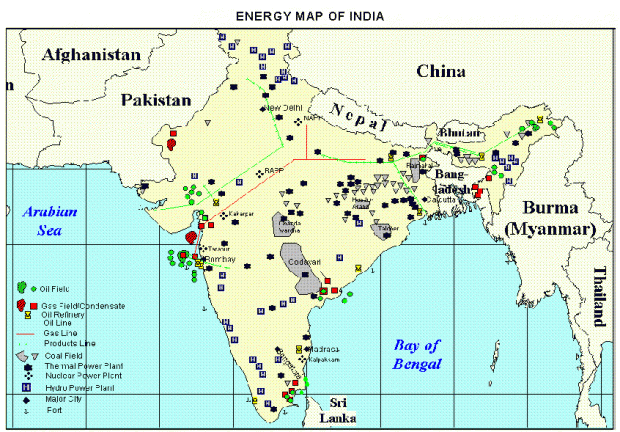 INDIA OIL GAS ENERGY MAP