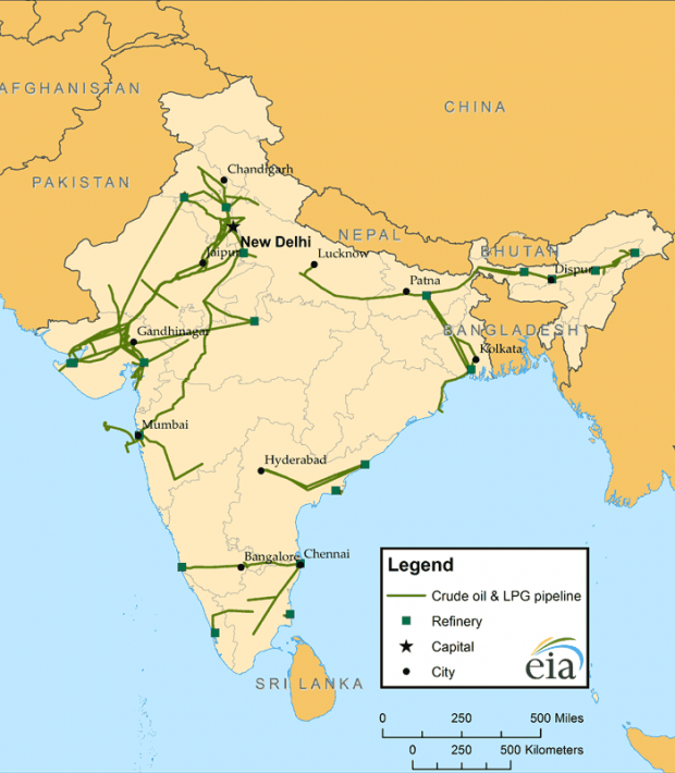 INDIA OIL GAS INFRASTRUCTURE MAP