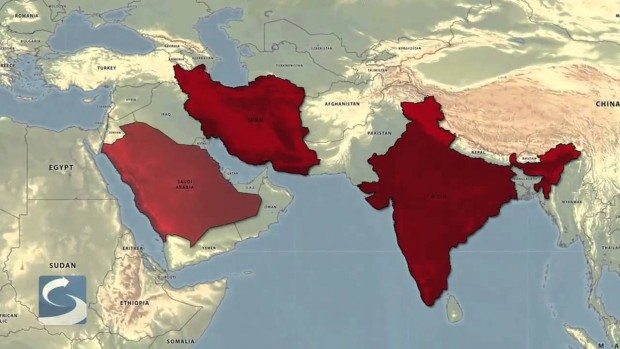 INDIA IRAN SAUDI MAP