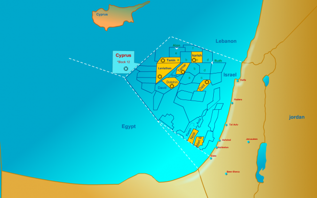 ISRAEL LEVIATHAN GAS FIELD MAP 