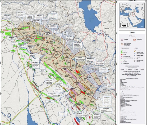 kurdistan oil fields map