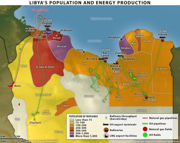 LIBYA POPULATION OIL MAP
