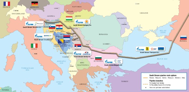 south stream gas pipeline map