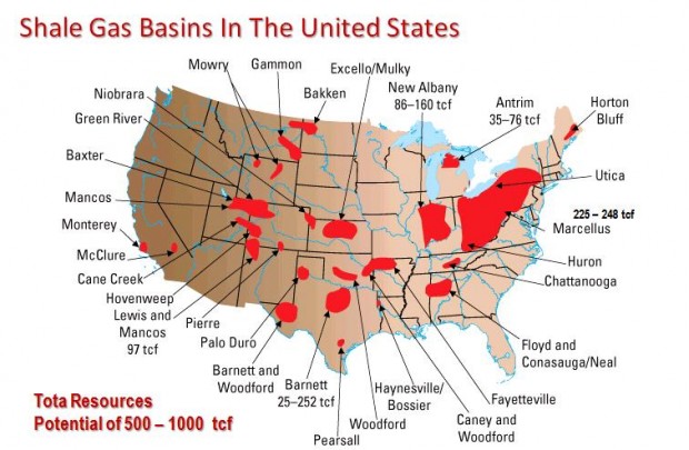 USA SHALE GAS BASINS MAP