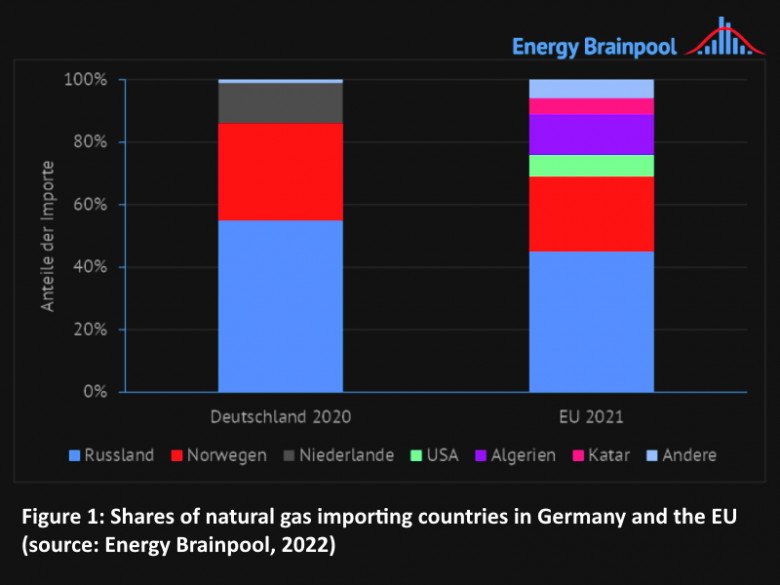 Figure 1: Shares of natural gas importing countries in Germany and the EU