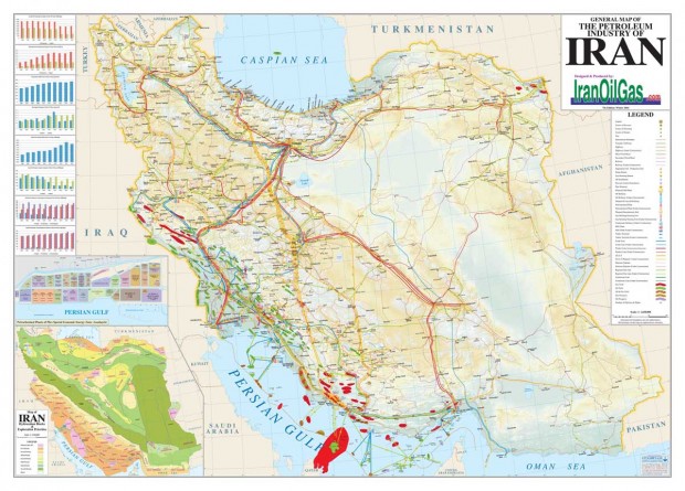 iran oil gas map