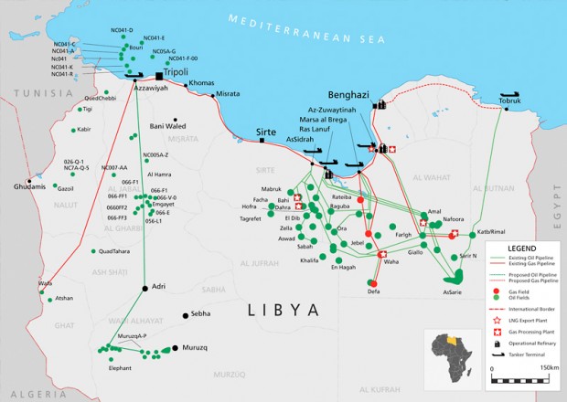 LIBYA OIL FIELDS MAP