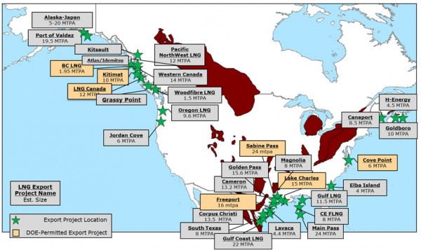 USA LNG THERMINALS MAP