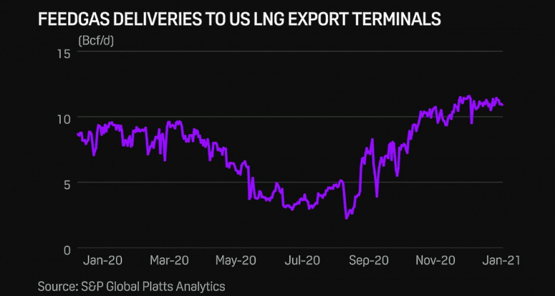 FEEDGAS DELIVERIES TO U.S. LNG EXPORTS TERMINALS  2020 - 2021